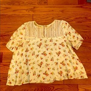 Lace babydoll short sleeved top